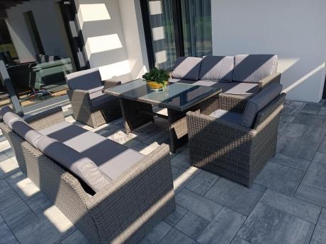 Technorattanowy komplet mebli ogrodowych Cofete Grande – Dark Grey