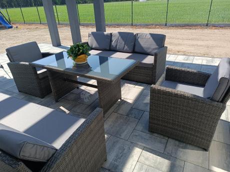 Technorattanowy komplet mebli ogrodowych Cofete Grande – Dark Grey