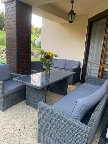 Technorattanowy komplet mebli ogrodowych Cofete Grande – Dark Grey
