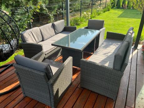 Technorattanowy komplet mebli ogrodowych Cofete Grande – Dark Grey