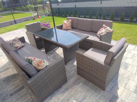 Technorattanowy komplet mebli ogrodowych Cofete Grande – Dark Grey
