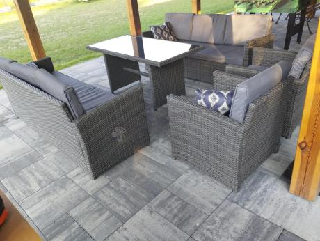 Technorattanowy komplet mebli ogrodowych Cofete Grande – Dark Grey