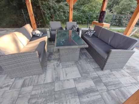 Technorattanowy komplet mebli ogrodowych Cofete Grande – Dark Grey