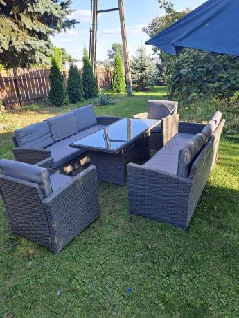 Technorattanowy komplet mebli ogrodowych Cofete Grande – Dark Grey