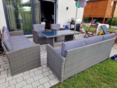 Technorattanowy komplet mebli ogrodowych Cofete Grande – Dark Grey