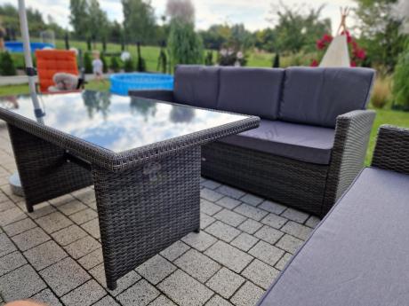 Technorattanowy komplet mebli ogrodowych Cofete Grande – Dark Grey
