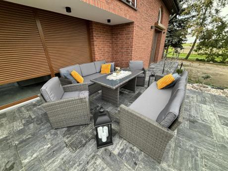 Technorattanowy komplet mebli ogrodowych Cofete Grande – Dark Grey