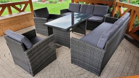 Technorattanowy komplet mebli ogrodowych Cofete Grande – Dark Grey