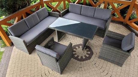 Technorattanowy komplet mebli ogrodowych Cofete Grande – Dark Grey