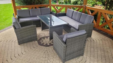 Technorattanowy komplet mebli ogrodowych Cofete Grande – Dark Grey