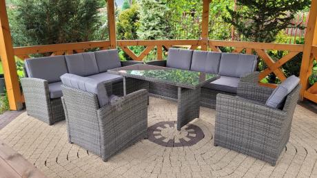 Technorattanowy komplet mebli ogrodowych Cofete Grande – Dark Grey