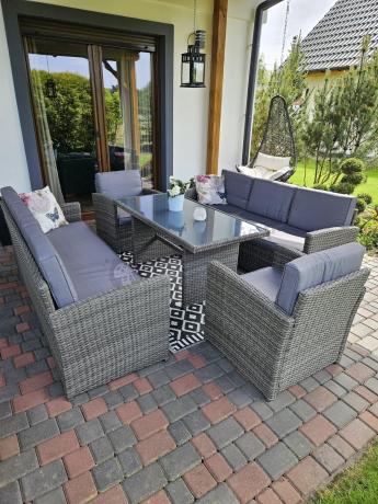 Technorattanowy komplet mebli ogrodowych Cofete Grande – Dark Grey