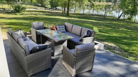 Technorattanowy komplet mebli ogrodowych Cofete Grande – Dark Grey