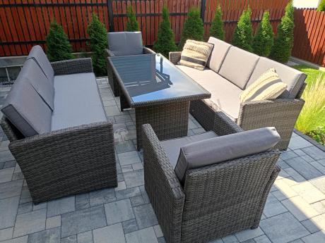 Technorattanowy komplet mebli ogrodowych Cofete Grande – Dark Grey
