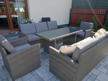 Technorattanowy komplet mebli ogrodowych Cofete Grande – Dark Grey