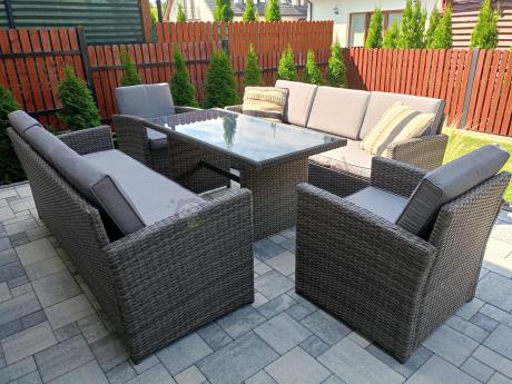 Technorattanowy komplet mebli ogrodowych Cofete Grande – Dark Grey