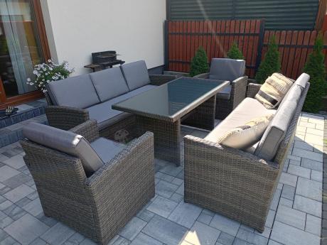 Technorattanowy komplet mebli ogrodowych Cofete Grande – Dark Grey