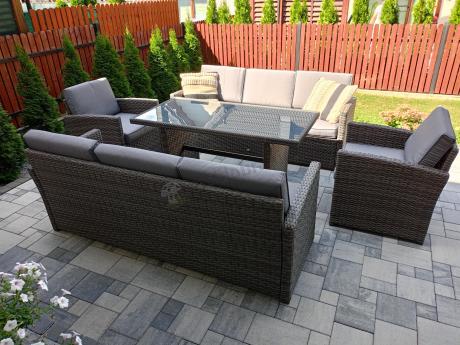 Technorattanowy komplet mebli ogrodowych Cofete Grande – Dark Grey