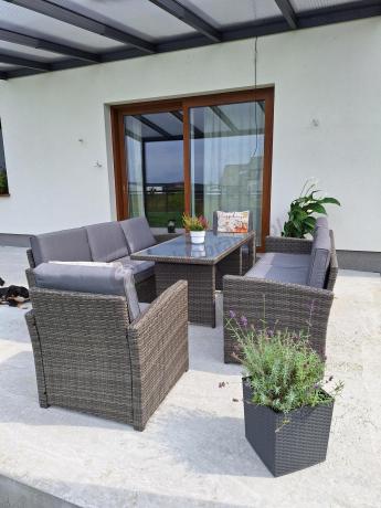 Technorattanowy komplet mebli ogrodowych Cofete Grande – Dark Grey