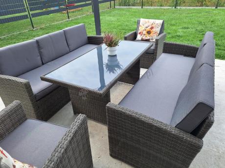 Technorattanowy komplet mebli ogrodowych Cofete Grande – Dark Grey