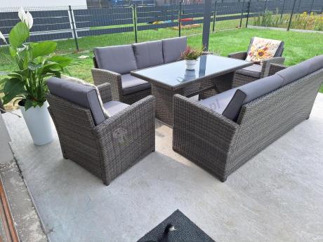 Technorattanowy komplet mebli ogrodowych Cofete Grande – Dark Grey