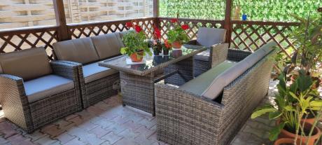 Technorattanowy komplet mebli ogrodowych Cofete Grande – Dark Grey