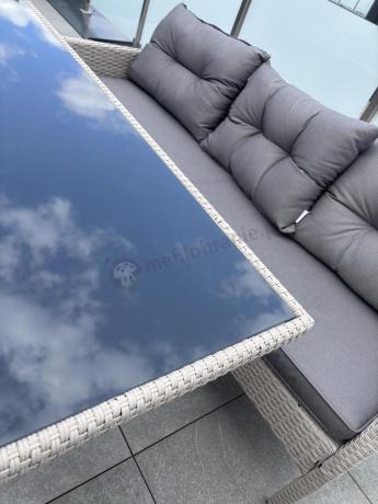 Technorattanowy komplet ogrodowy z sofą 175cm i wysokim stołem Perata Dining Grey