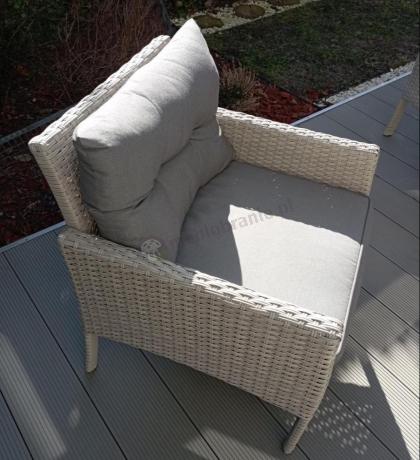 Technorattanowy komplet ogrodowy z sofą 175cm i wysokim stołem Perata Dining Grey