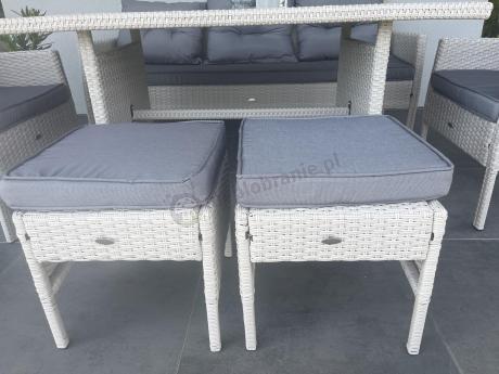 Technorattanowy komplet ogrodowy z sofą 175cm i wysokim stołem Perata Dining Grey