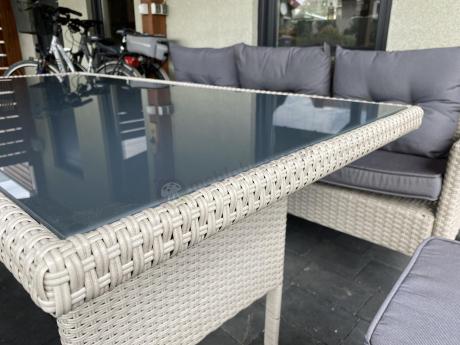 Technorattanowy komplet ogrodowy z sofą 175cm i wysokim stołem Perata Dining Grey