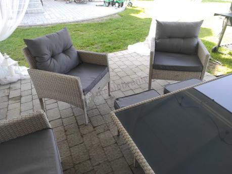 Technorattanowy komplet ogrodowy z sofą 175cm i wysokim stołem Perata Dining Grey