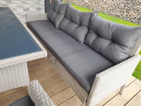 Technorattanowy komplet ogrodowy z sofą 175cm i wysokim stołem Perata Dining Grey