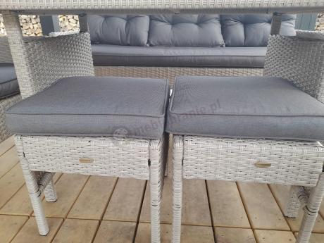 Technorattanowy komplet ogrodowy z sofą 175cm i wysokim stołem Perata Dining Grey