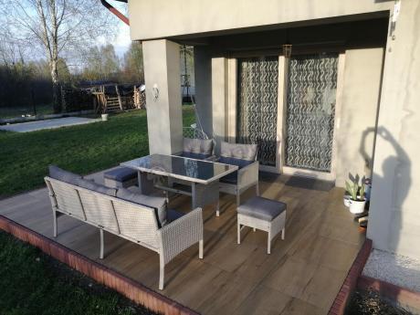 Technorattanowy komplet ogrodowy z sofą 175cm i wysokim stołem Perata Dining Grey