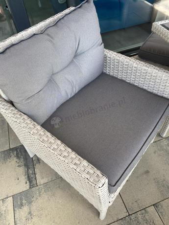 Technorattanowy komplet ogrodowy z sofą 175cm i wysokim stołem Perata Dining Grey