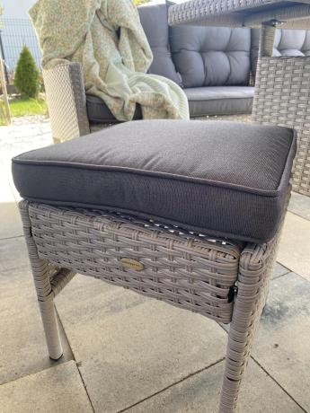 Technorattanowy komplet ogrodowy z sofą 175cm i wysokim stołem Perata Dining Grey