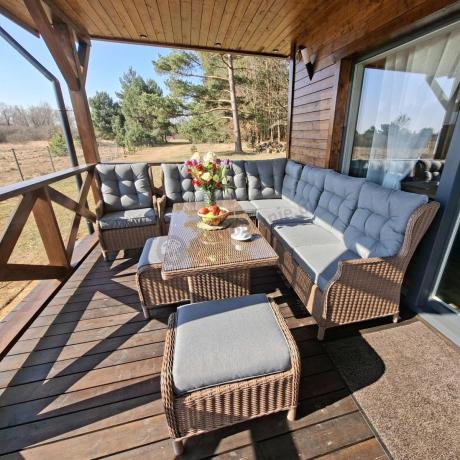 Technorattanowy narożnik 195x251cm z fotelem z regulowanym oparciem Laritto Brown