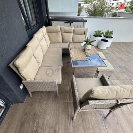 Technorattanowy narożnik ogrodowy z wysokimi oparciami Lirata Corner Natural