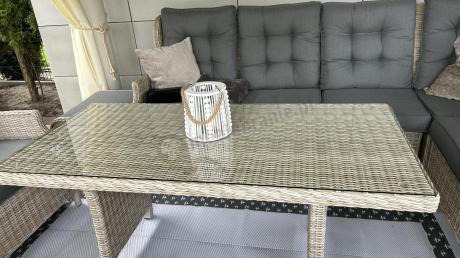 Technorattanowy narożnik tarasowy z regulowanym fotelem - Laritto Corner - Creme