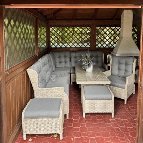 Technorattanowy narożnik tarasowy z regulowanym fotelem - Laritto Corner - Creme