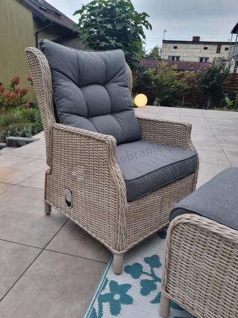 Technorattanowy narożnik tarasowy z regulowanym fotelem - Laritto Corner - Creme