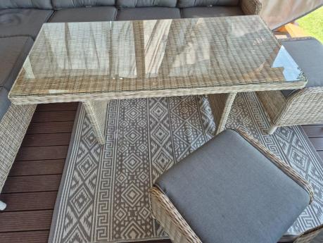 Technorattanowy narożnik tarasowy z tegulowanym fotelem - Laritto Corner - Creme