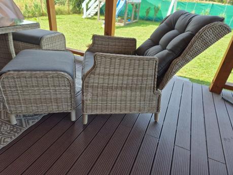 Technorattanowy narożnik tarasowy z tegulowanym fotelem - Laritto Corner - Creme