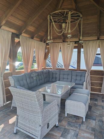 Technorattanowy narożnik tarasowy z tegulowanym fotelem - Laritto Corner - Creme