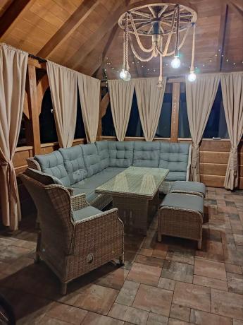 Technorattanowy narożnik tarasowy z tegulowanym fotelem - Laritto Corner - Creme