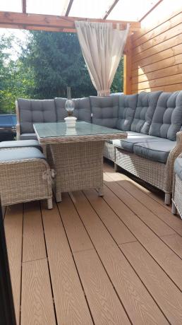 Technorattanowy narożnik tarasowy z tegulowanym fotelem - Laritto Corner - Creme