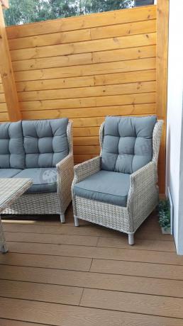 Technorattanowy narożnik tarasowy z tegulowanym fotelem - Laritto Corner - Creme