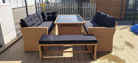 Technorattanowy zestaw ogrodowy z ławką