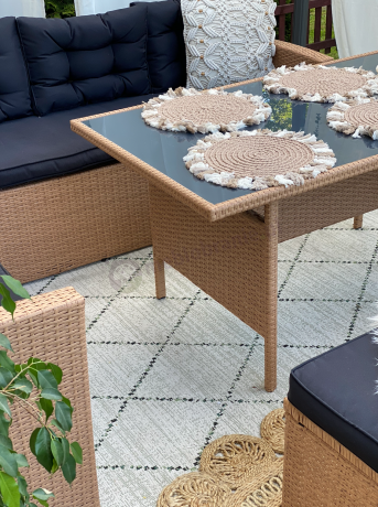 Technorattanowy zestaw ogrodowy z ławką