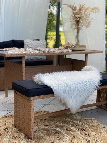 Technorattanowy zestaw ogrodowy z ławką